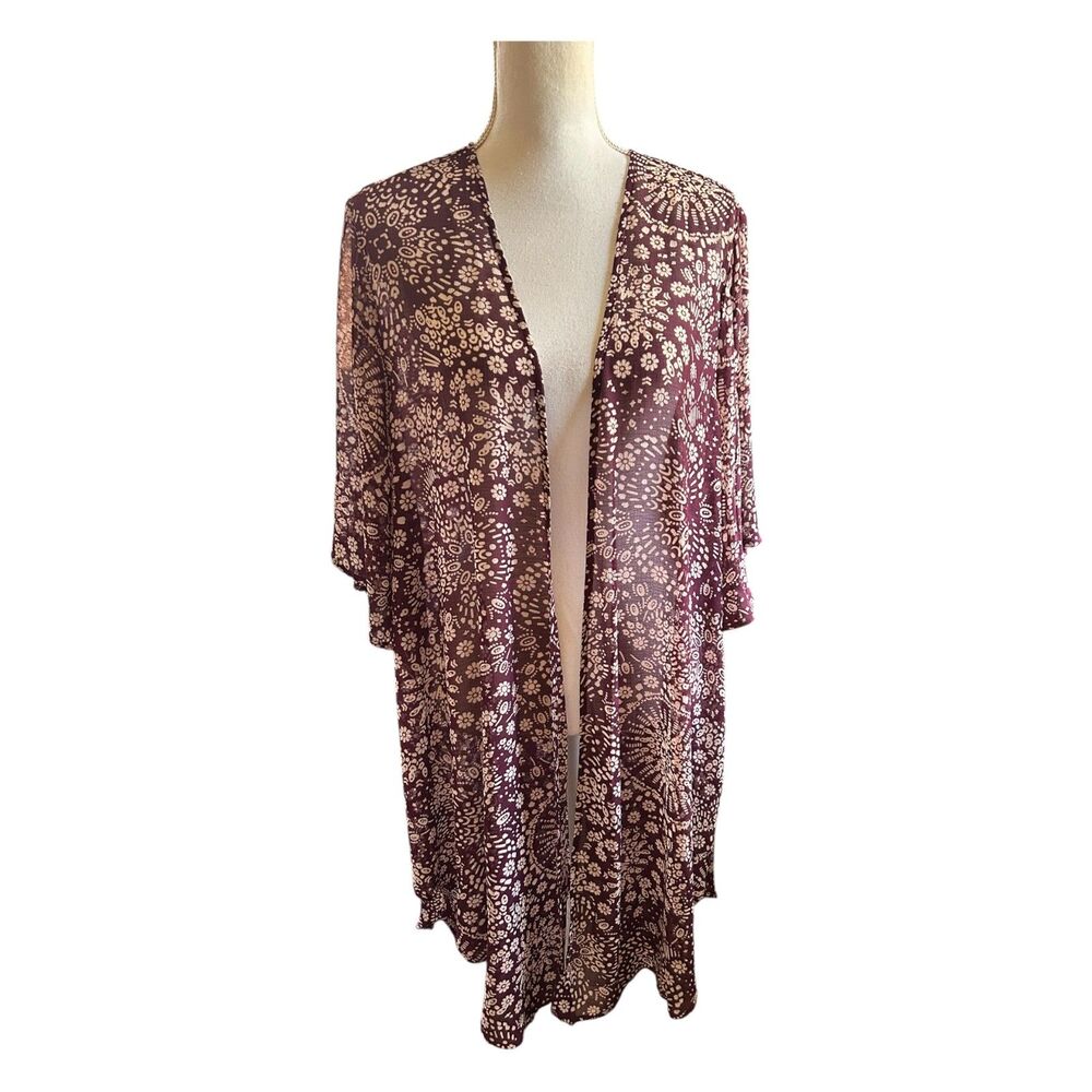 Torrid Size 2 Purple Boho Medallion Print Open Front Kimono Duster 2X